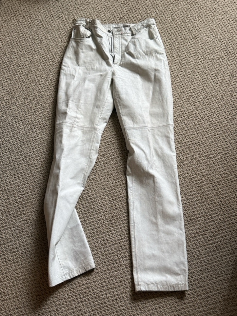 Newport News Cream Leather Pants size 8T fits like 6/8 women’s
